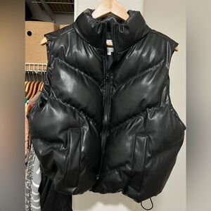 MADDEN GIRL Black Faux Leather Cinch Vest Jacket
